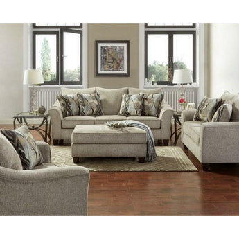 Camero Platinum Sofa Collection. Camero Platinum Sofa. This set is covered in a beautiful chenille fabric covered in a platinum finish. 100% polyester fabric. The sofa features flared arms and the accent pillows are also included for added decoration.