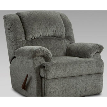 Allure Grey Rocker Recliner. Features a 100% Polyurethane fabric in a beautiful grey color.Pad-over-Chaise.