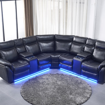 Zenith Power Reclining Sectional in Grey with LED light