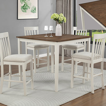 Brody 5PC Counter Height Dining Set - White and Brown
