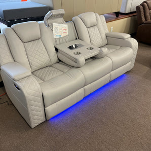 3 Piece White / Sand Power Reclining Sofa Set - Galaxy