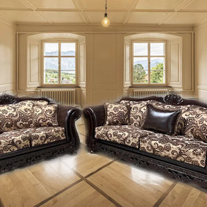 show wood sofa and loveseat set brown 