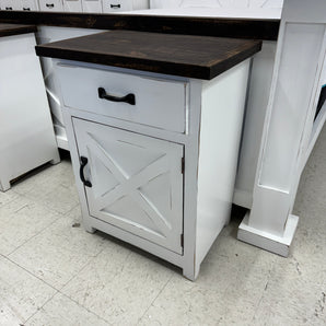 New York 1 Drawer Rustic Nightstand in White/Brown
