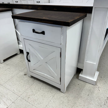 New York 1 Drawer Rustic Nightstand in White/Brown