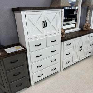 New York Rustic 5-Drawer Chest in White/Brown