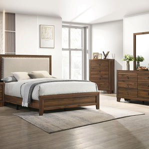 Millie Cherry Padded Headboard Bedroom Set