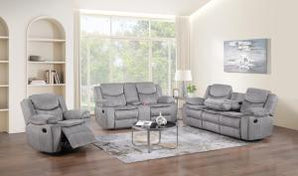 Emerson Grey Silver Reclining Sofa Set