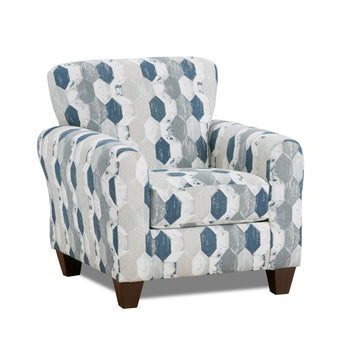 Sit in luxurious style with the Hexagon Sapphire Accent Chair. Durable construction, fabric upholstery, and modern comfort make it an ideal choice!