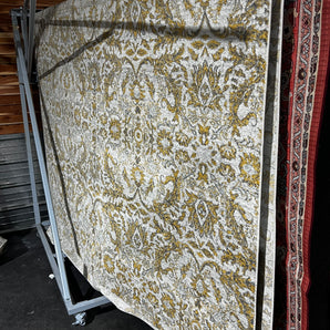 Damask Ivory/Gold Area Rug Rug Size: 9’ x 12’