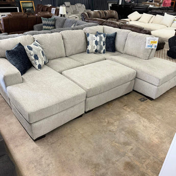 Herringbone Oatmeal Sectional - Sectionals