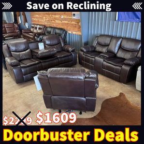 Emerson Brown Reclining Sofa Set at Furnishings 4 Less NW Arkansas