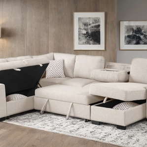 Atlantic Beige Sectional with Pull-Out Bed