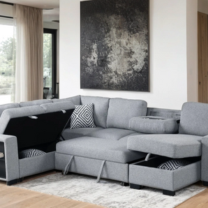 Atlantic Gray Sectional with Pull-Out Bed