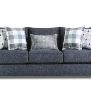 Sink into the plush Belhaven Indigo Sofa. Upholstered in modern blue fabric, it offers soft cushioning, support and style.