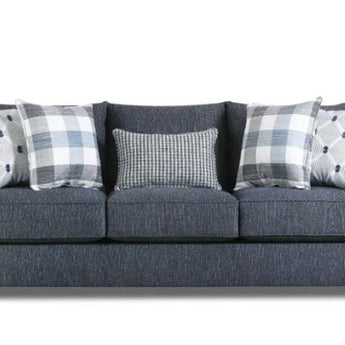 Sink into the plush Belhaven Indigo Sofa. Upholstered in modern blue fabric, it offers soft cushioning, support and style.