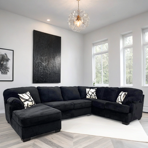 Brentwood black sectional made from Jamba fabric. 