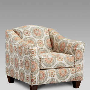 Sink into the plush comfort of the Brianne Marmalade Accent Chair. Its fabric upholstery and sturdy build make it ideal for any living space.