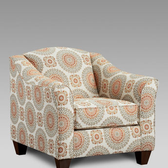 Sink into the plush comfort of the Brianne Marmalade Accent Chair. Its fabric upholstery and sturdy build make it ideal for any living space.
