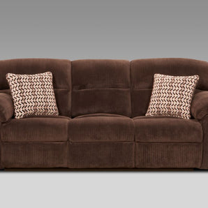 Chevron Power Reclining Sofa in Brown Fabric Upholstery