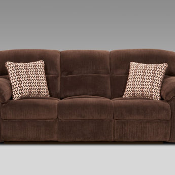 Chevron Power Reclining Sofa in Brown Fabric Upholstery