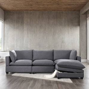 Cloud2 grey modular sectional with storage ottoman
