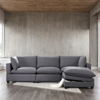 Cloud2 grey modular sectional with storage ottoman