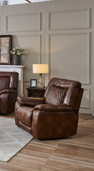 Experience comfort and style with Copper Creek Brown Recliner! Rich-colored leather gel upholstery and lasting construction provide a premium look for any living space.