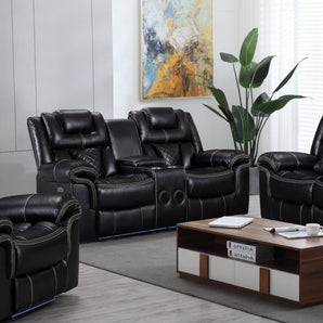 Upholstered in air gel leather with pocket coil seating, the Encore Black Power Reclining Loveseat offers ultimate comfort. Bluetooth speakers and a wireless charger provide an enriched home entertainment experience, and side power switch lets you easily power up from the USB port.