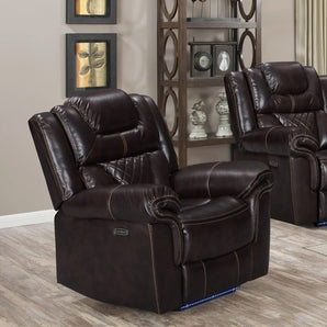 Sink into luxury: the Encore Brown Rocker Recliner with air gel leather upholstery and pocket coil seating delivers unbeatable comfort. It's built to last, ensuring cozy nights for years.