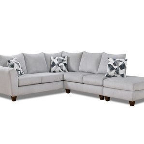 The Herringbone Silver Sectional offers style and comfort for your living room. Upholstered with poly-blend fabric, it's sure to stand out. Three accent pillows included