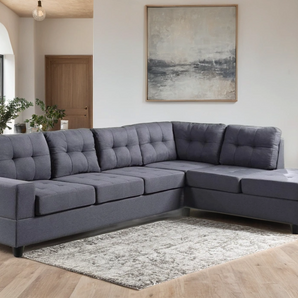 James Grey reversible sectional with chaise, crafted in soft linen fabric