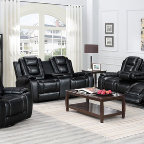 Jordan2018 black 3pc reclining set; reclining sofa, reclining loveseat and reclining chair