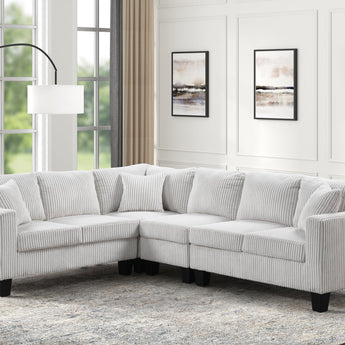 Logan beige corduroy reversible sectional