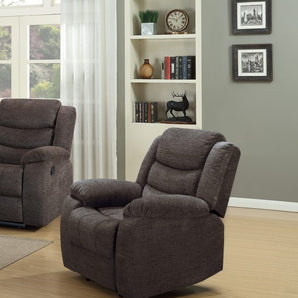 Relax in the luxurious Rockport Brown Rocker Recliner, upholstered in soft chenille fabric! Enjoy optimum comfort and durability.