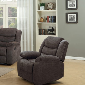 Relax in the luxurious Rockport Brown Rocker Recliner, upholstered in soft chenille fabric! Enjoy optimum comfort and durability.