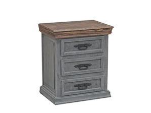Alamo Rustic Nightstand 3 Drawer w/metal glides
