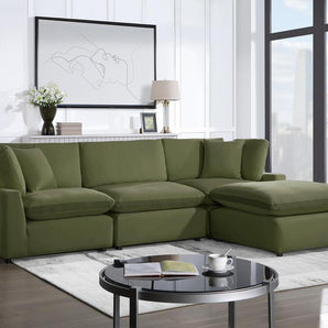 Sky Olive Velvet Modular Sectional