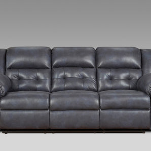 Relax in luxurious comfort with the Telluride Indigo Reclining Sofa. Enjoy its soft, resilient foam core and superb cushion construction.