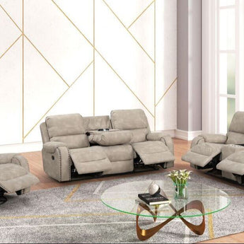 Titan1002 brown 3pc reclining set includes reclining sofa, reclining loveseat and rocker recliner