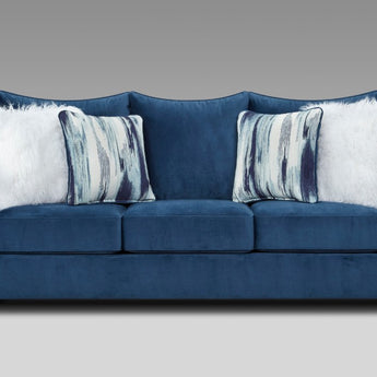 Sink into plush luxury with our velour navy blue sofa. Enjoy quality foam cushion core construction and polyester cover for extraordinary comfort.