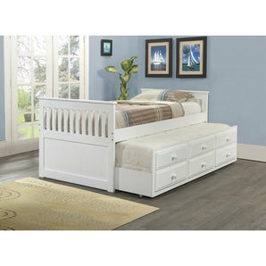 Twin Mission Captains Trundle Bed in White