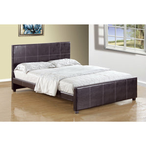 Edward Leatherette Platform Bed in Brown. Available in king, queen, twin and full size.