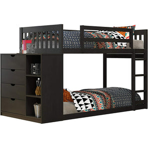 Mission Twin/Twin Chest Bunk Bed-Black-Donco
