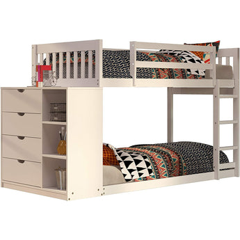 Mission Twin/Twin Chest Bunk Bed-White-Donco
