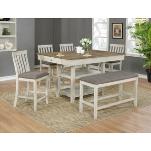Nina Counter Height Dining 6pc Set -White