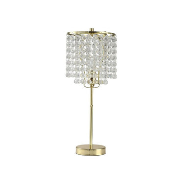 Glam Chandelier Table Lamp - Gold. Features gold metal base, pull chain and chandelier style beading.