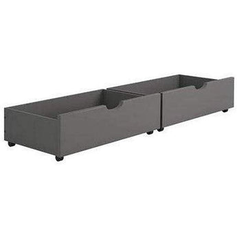 Full/Double Twin Bunk Bed in Dark Grey.This 3-bed sleeper provides sleeping space for your family. The solid pine construction gives you durability and quality without the high cost. One drawer nightstand adds additional storage and a handy surface.
