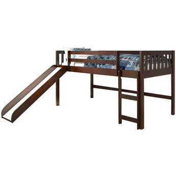Dark Cappuccino Twin Mission Low Loft Bed - With Slide-Donco