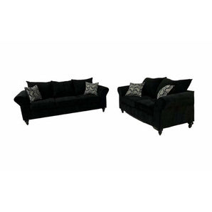 Upholstered Black Sofa and Loveseat