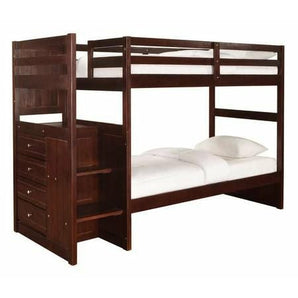 Twin/Twin Mission Stairway Bunk Bed in Dark Cappuccino